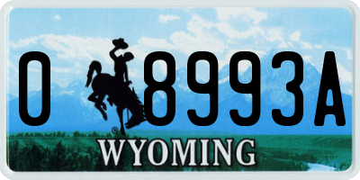 WY license plate 08993A