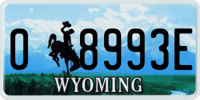 WY license plate 08993E