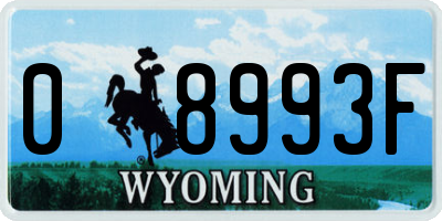 WY license plate 08993F