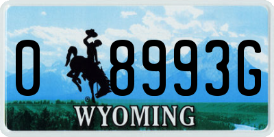 WY license plate 08993G