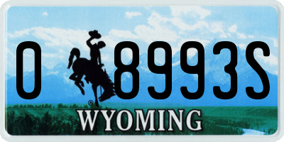 WY license plate 08993S