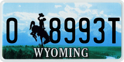 WY license plate 08993T