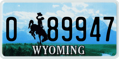 WY license plate 089947