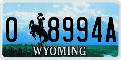 WY license plate 08994A