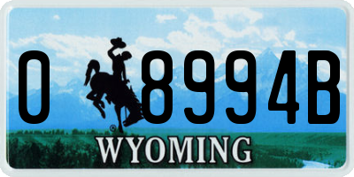 WY license plate 08994B
