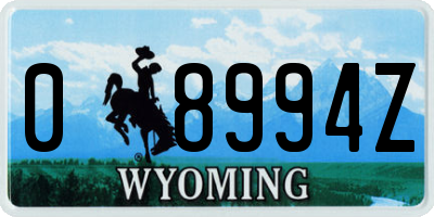 WY license plate 08994Z
