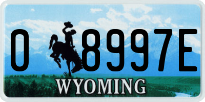 WY license plate 08997E