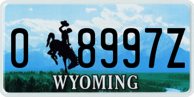 WY license plate 08997Z