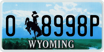 WY license plate 08998P