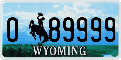 WY license plate 089999