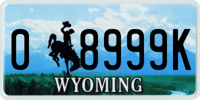 WY license plate 08999K
