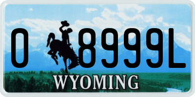 WY license plate 08999L