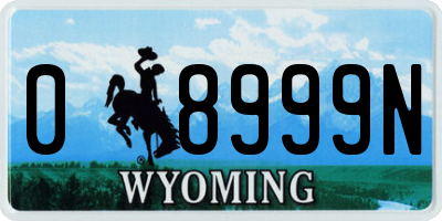 WY license plate 08999N