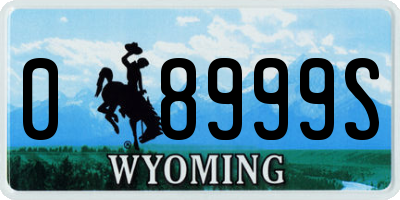 WY license plate 08999S