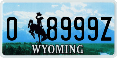 WY license plate 08999Z