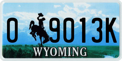 WY license plate 09013K