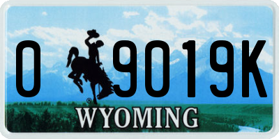 WY license plate 09019K