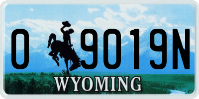 WY license plate 09019N