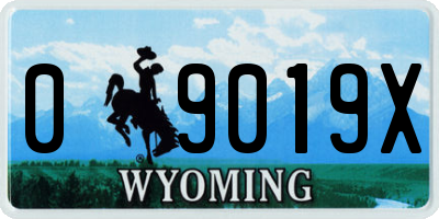 WY license plate 09019X