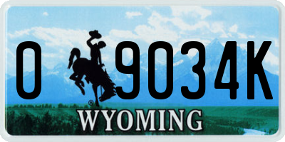 WY license plate 09034K