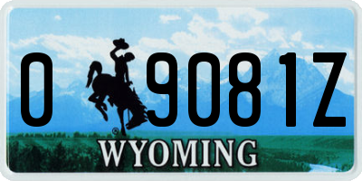 WY license plate 09081Z