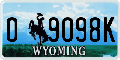 WY license plate 09098K
