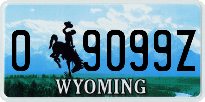 WY license plate 09099Z