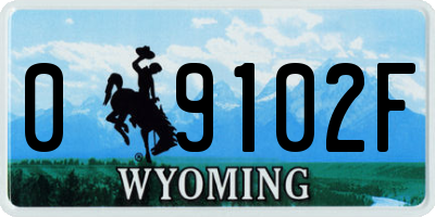 WY license plate 09102F