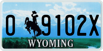 WY license plate 09102X