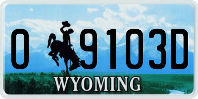 WY license plate 09103D
