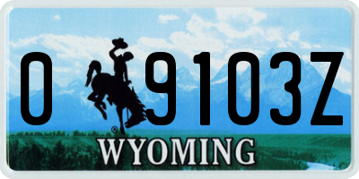 WY license plate 09103Z