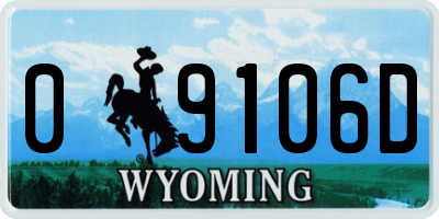 WY license plate 09106D