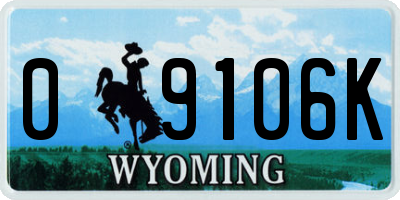 WY license plate 09106K