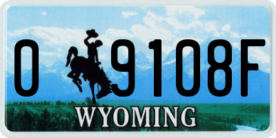 WY license plate 09108F