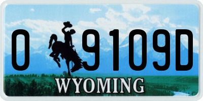 WY license plate 09109D