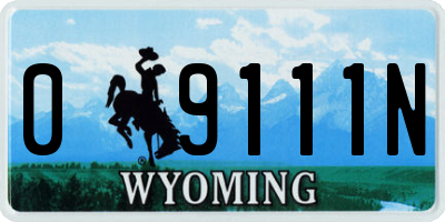 WY license plate 09111N