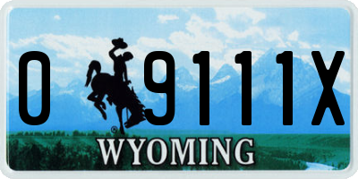 WY license plate 09111X