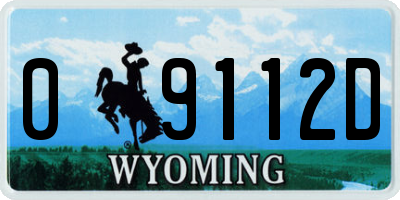 WY license plate 09112D