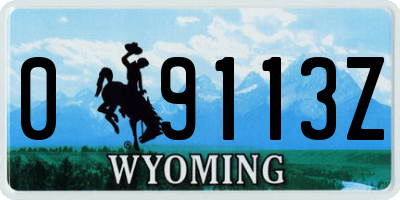 WY license plate 09113Z