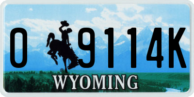WY license plate 09114K