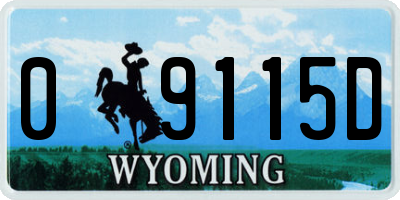 WY license plate 09115D