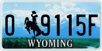 WY license plate 09115F