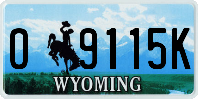 WY license plate 09115K