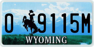 WY license plate 09115M