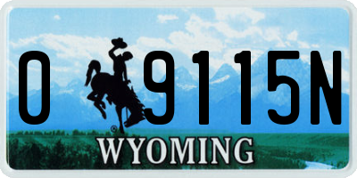 WY license plate 09115N