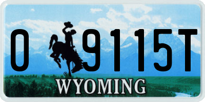 WY license plate 09115T