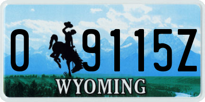 WY license plate 09115Z
