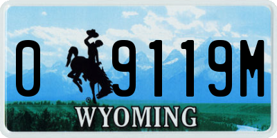 WY license plate 09119M