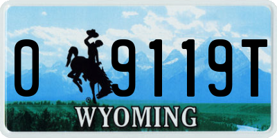 WY license plate 09119T