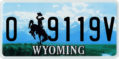 WY license plate 09119V